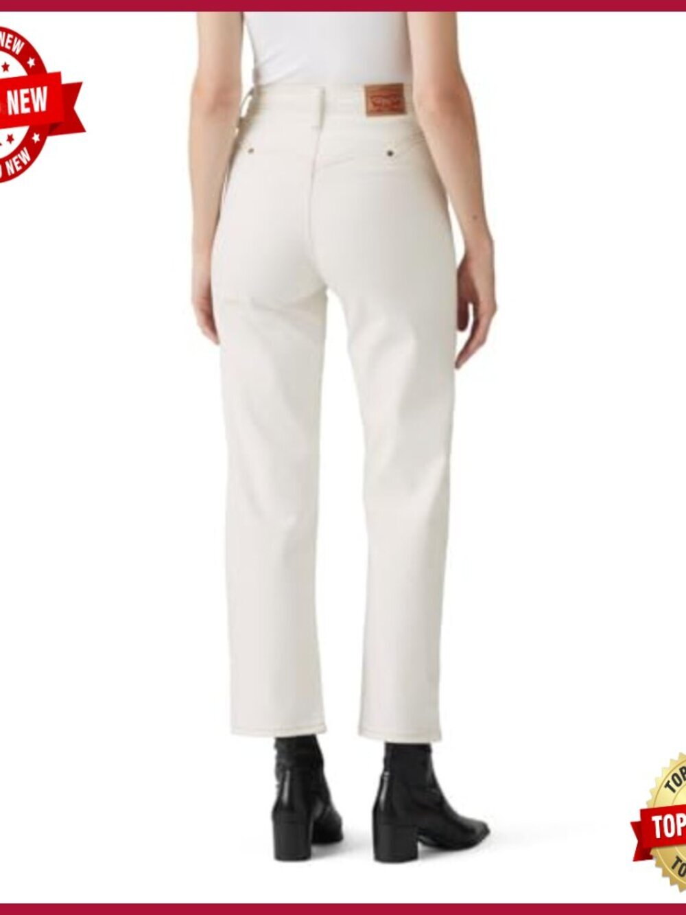 High Rise Straight Leg Ankle Jeans with Riveted Design - Picture 2 of 3